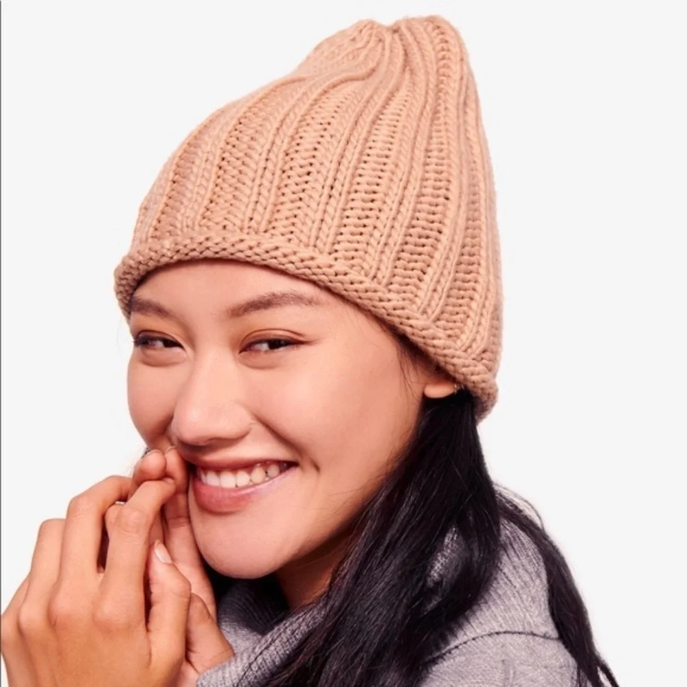 New Free People Ribbed Slouchy Beanie